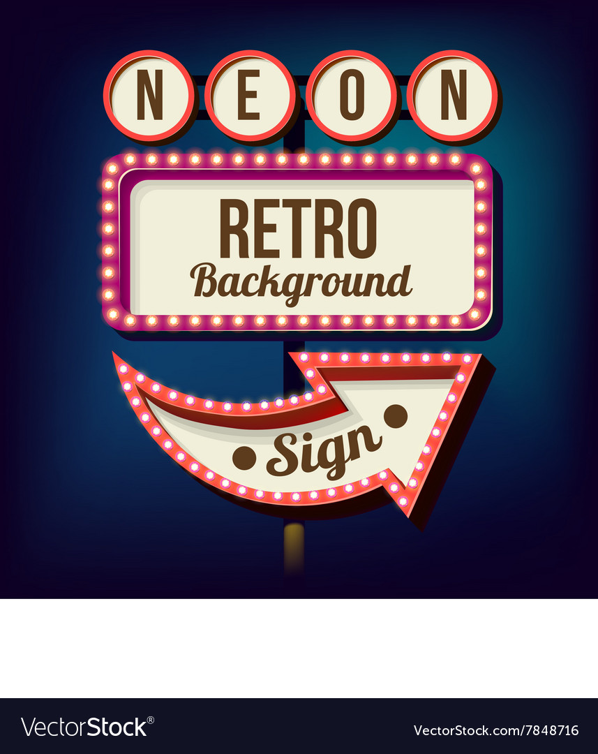 Retro Neon Sign with Arrows