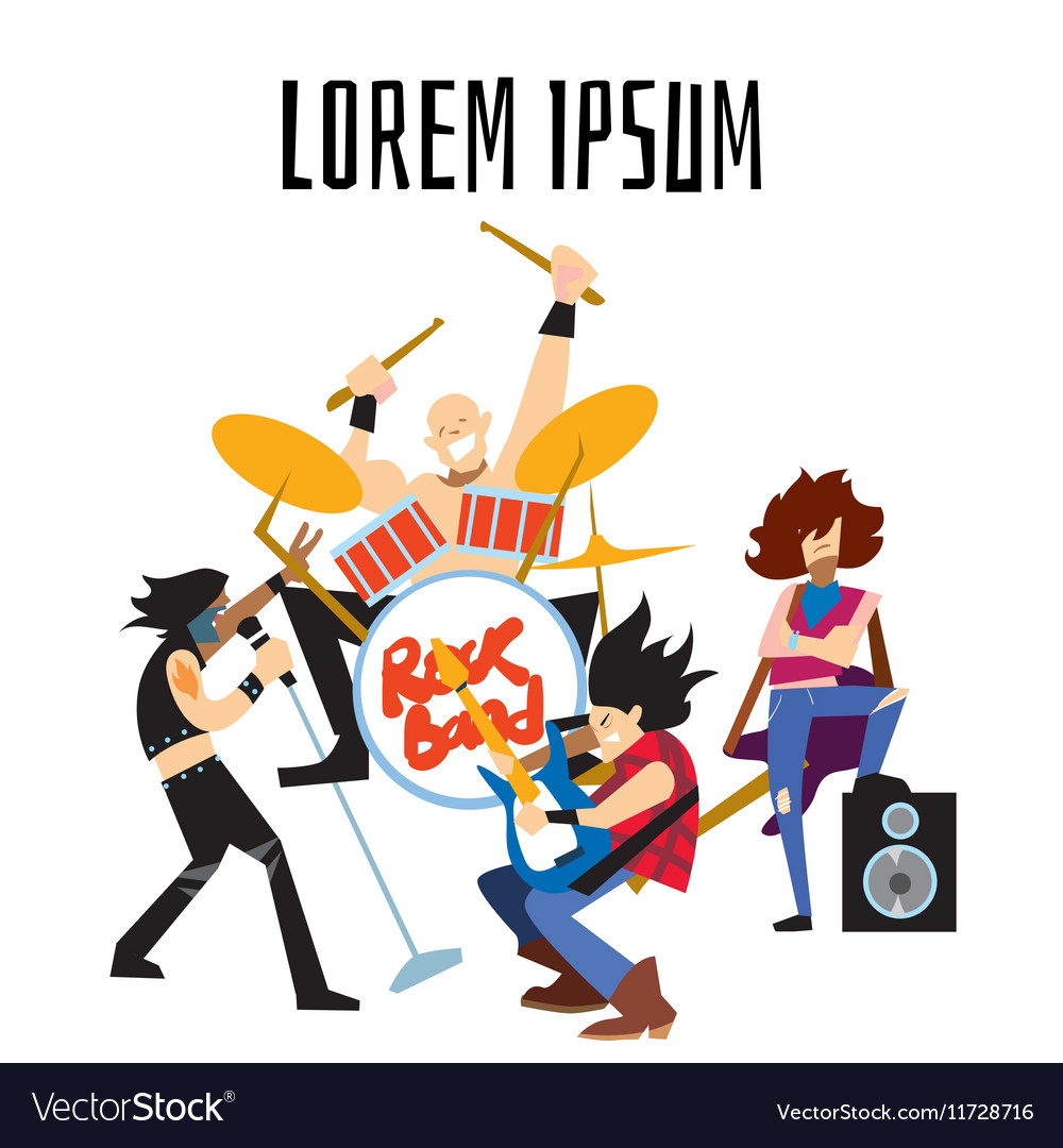 Rock band music group with musicians Royalty Free Vector