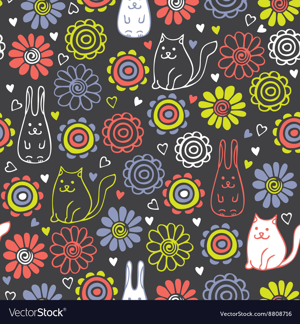 Seamless pattern with cute animals