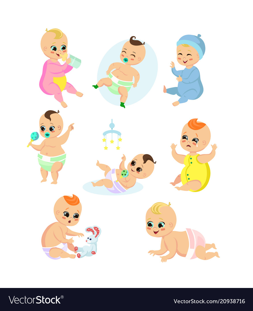 Set adorable bain Royalty Free Vector Image - VectorStock