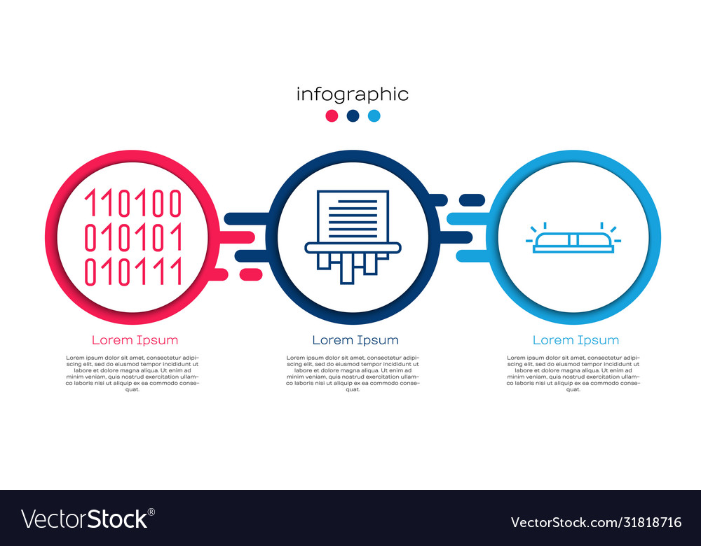 Set line binary code paper shredder and flasher vector image Set line binary code paper shredder and flasher