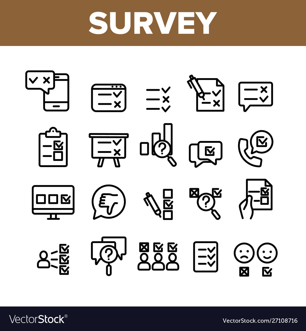 Survey rating collection elements icons set vector image Survey rating collection elements icons set