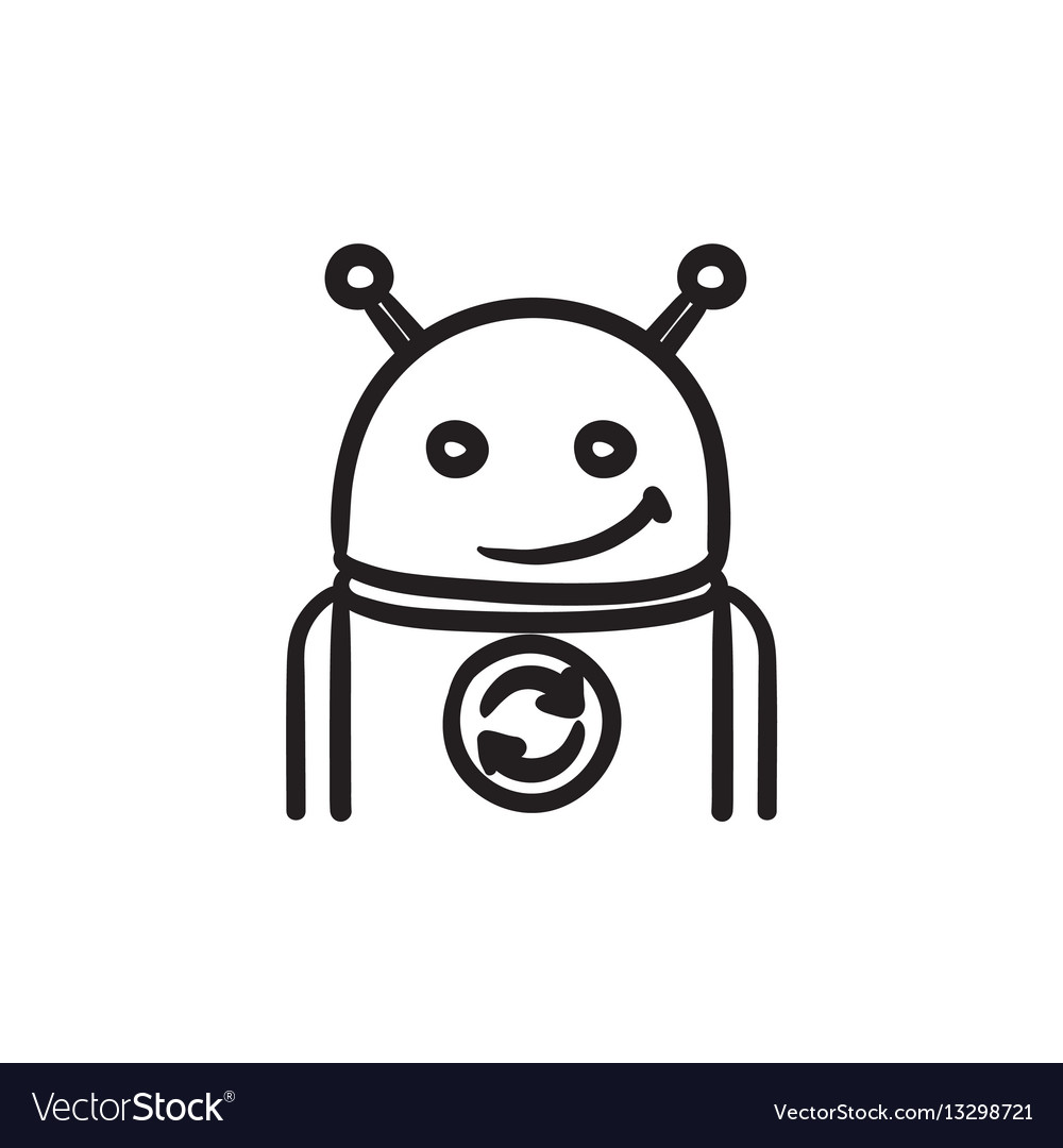 Android with refresh sign sketch icon