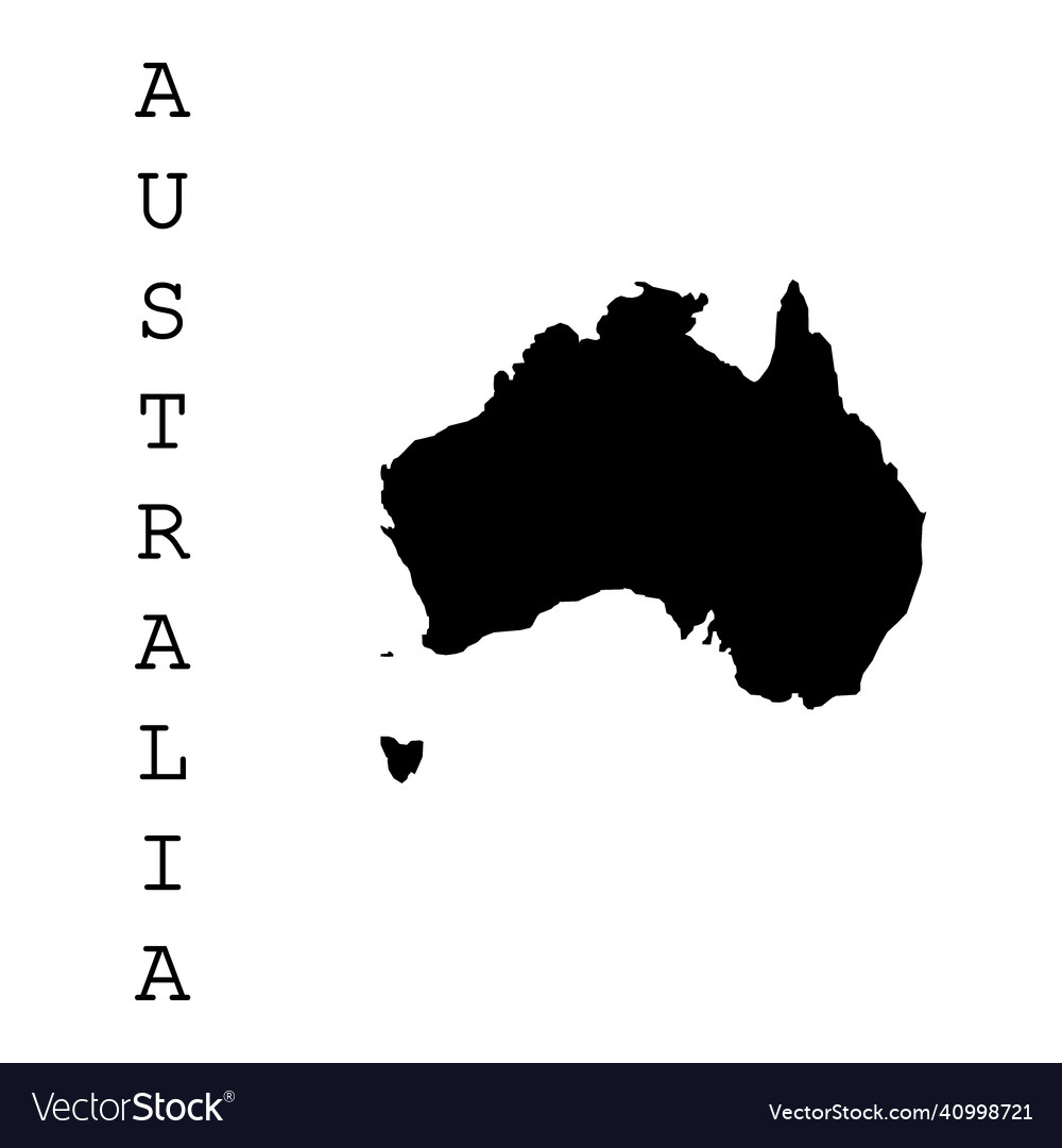 Black australia map on white background Royalty Free Vector