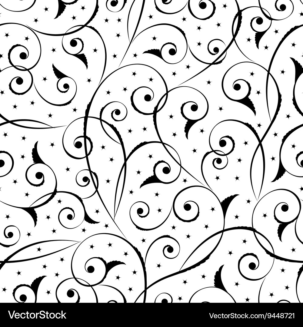 Black Floral Seamless Pattern Royalty Free Vector Image