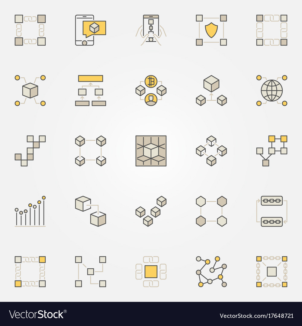 Blockchain colorful icons