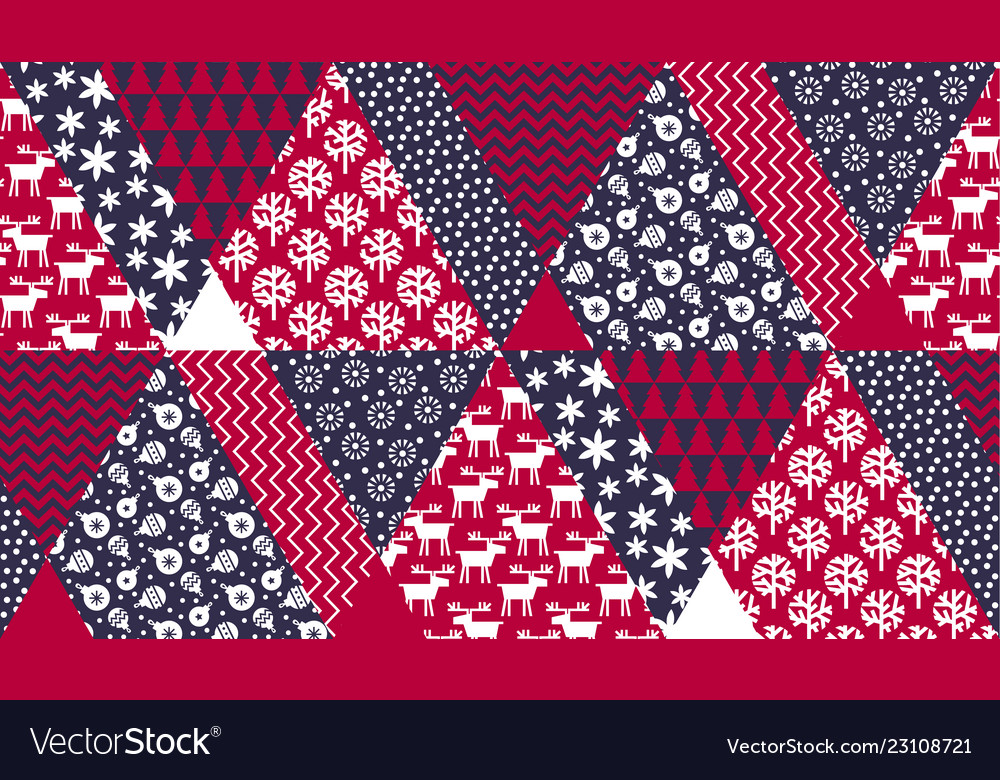 Blue and red christmas naive seamless pattern