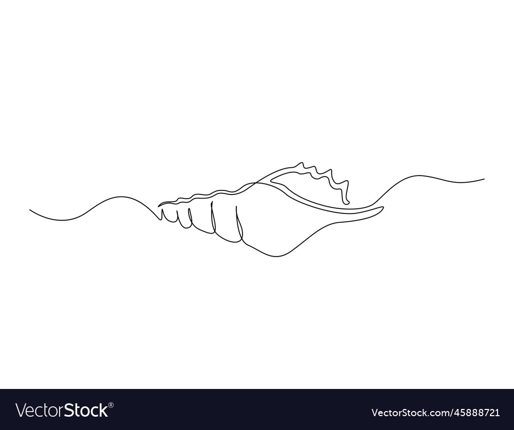 Continuous one line drawing of sea shell simple
