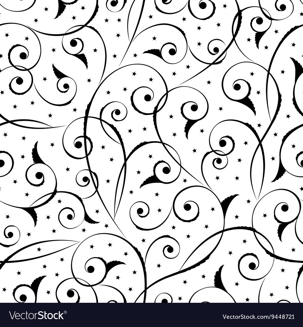 Floral oriental black isolated seamless background