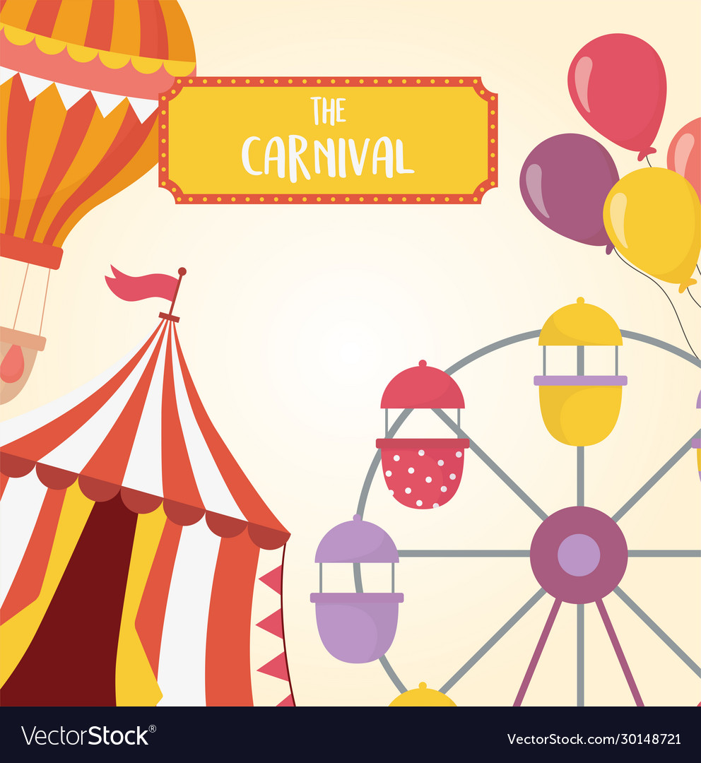 Fun fair carnival ferris wheel tent balloons air Vector Image