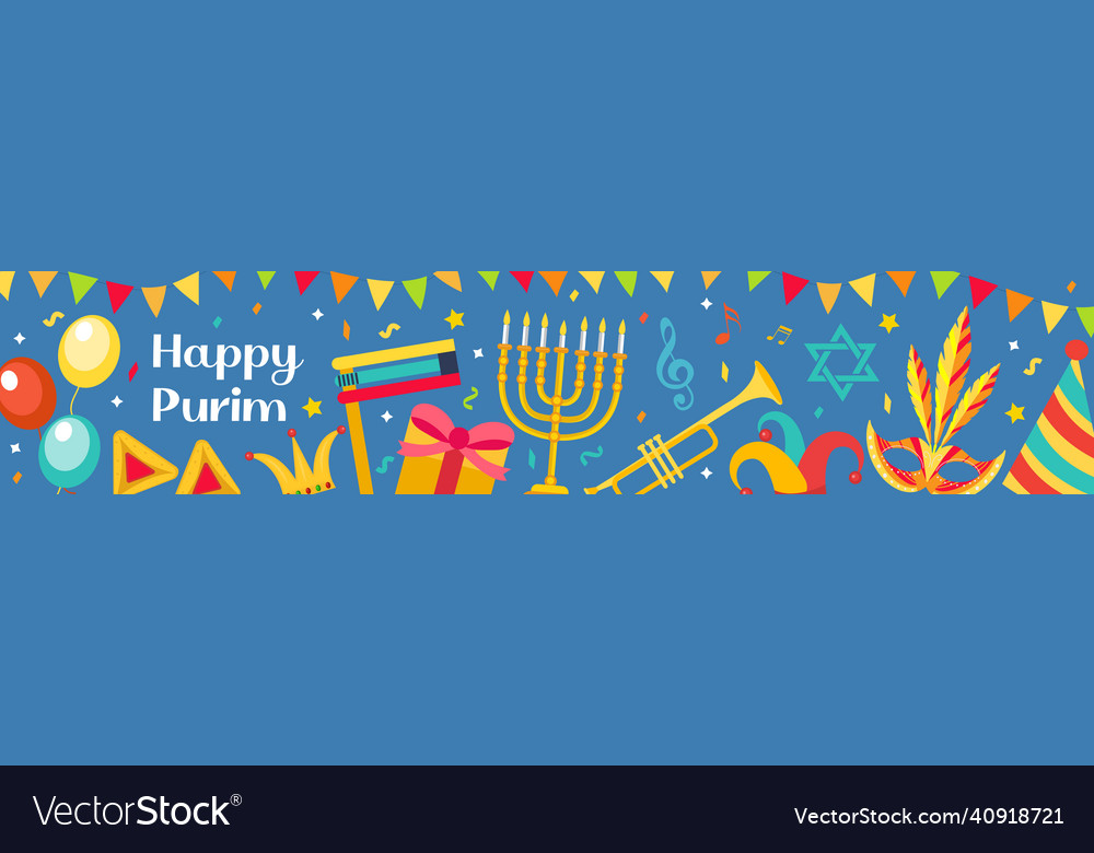 Happy purim carnival banner template Royalty Free Vector