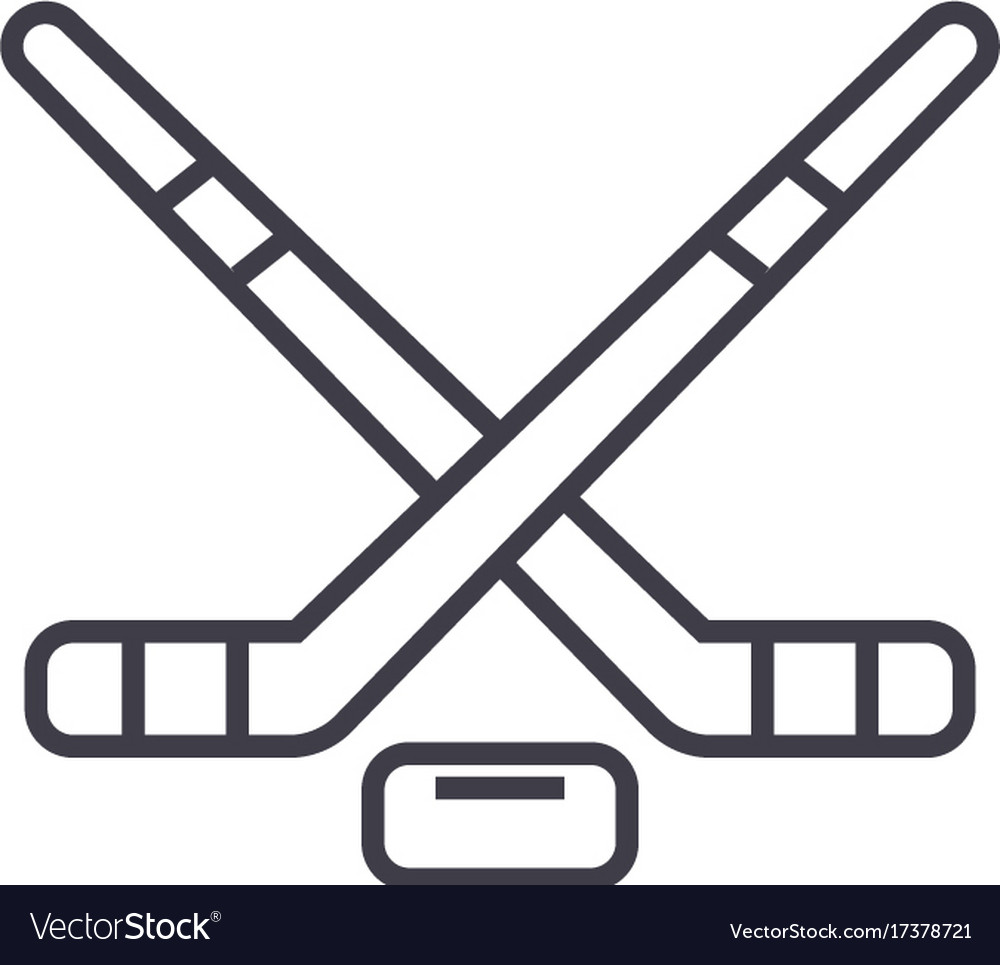 Hockey flat line concept Royalty Free Vector Image