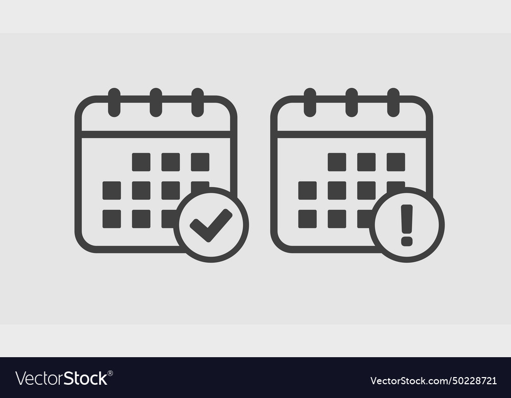 Icon calendar - popup message check and error Vector Image Icon calendar - popup message check and error