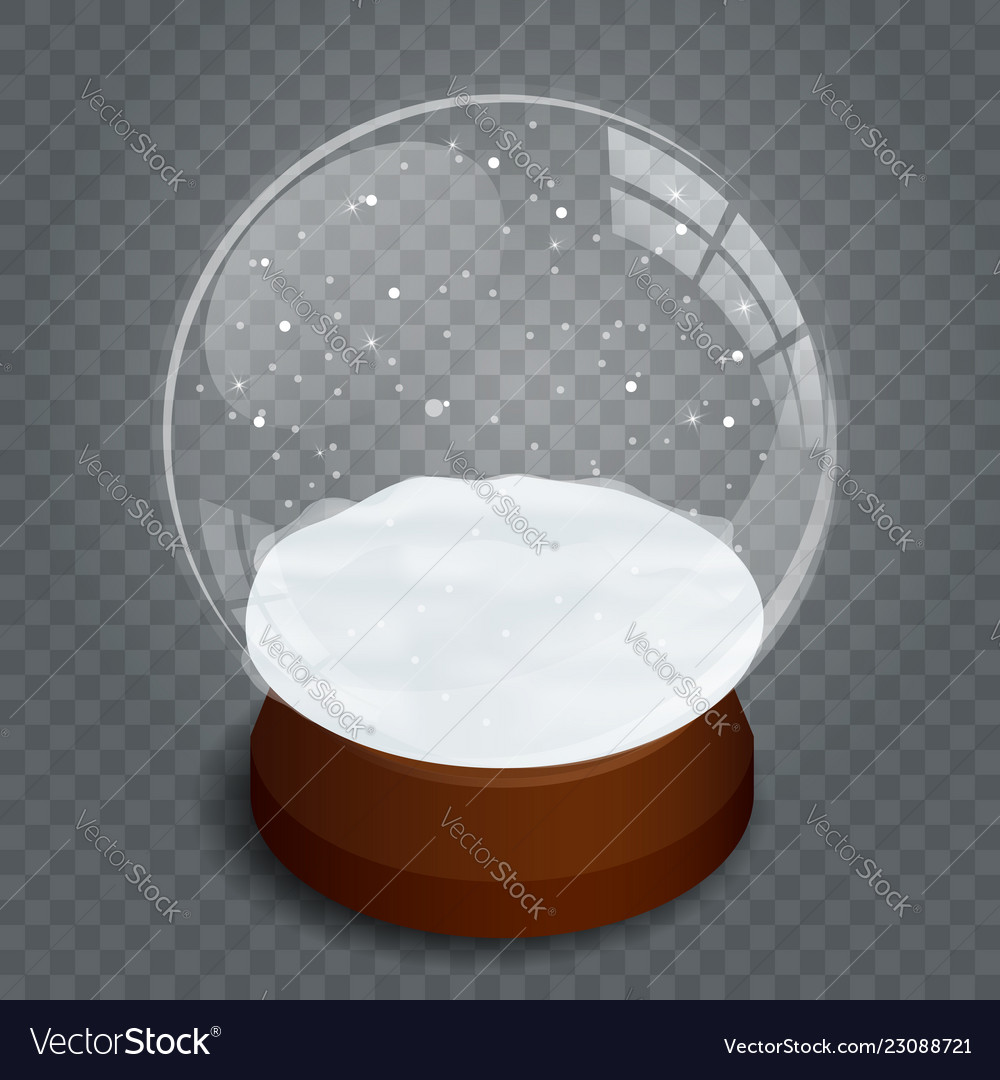 Isometric christmas transparent snowglobe isolated