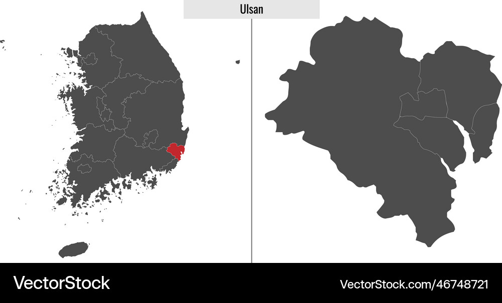 Map of ulsan state south korea Royalty Free Vector Image