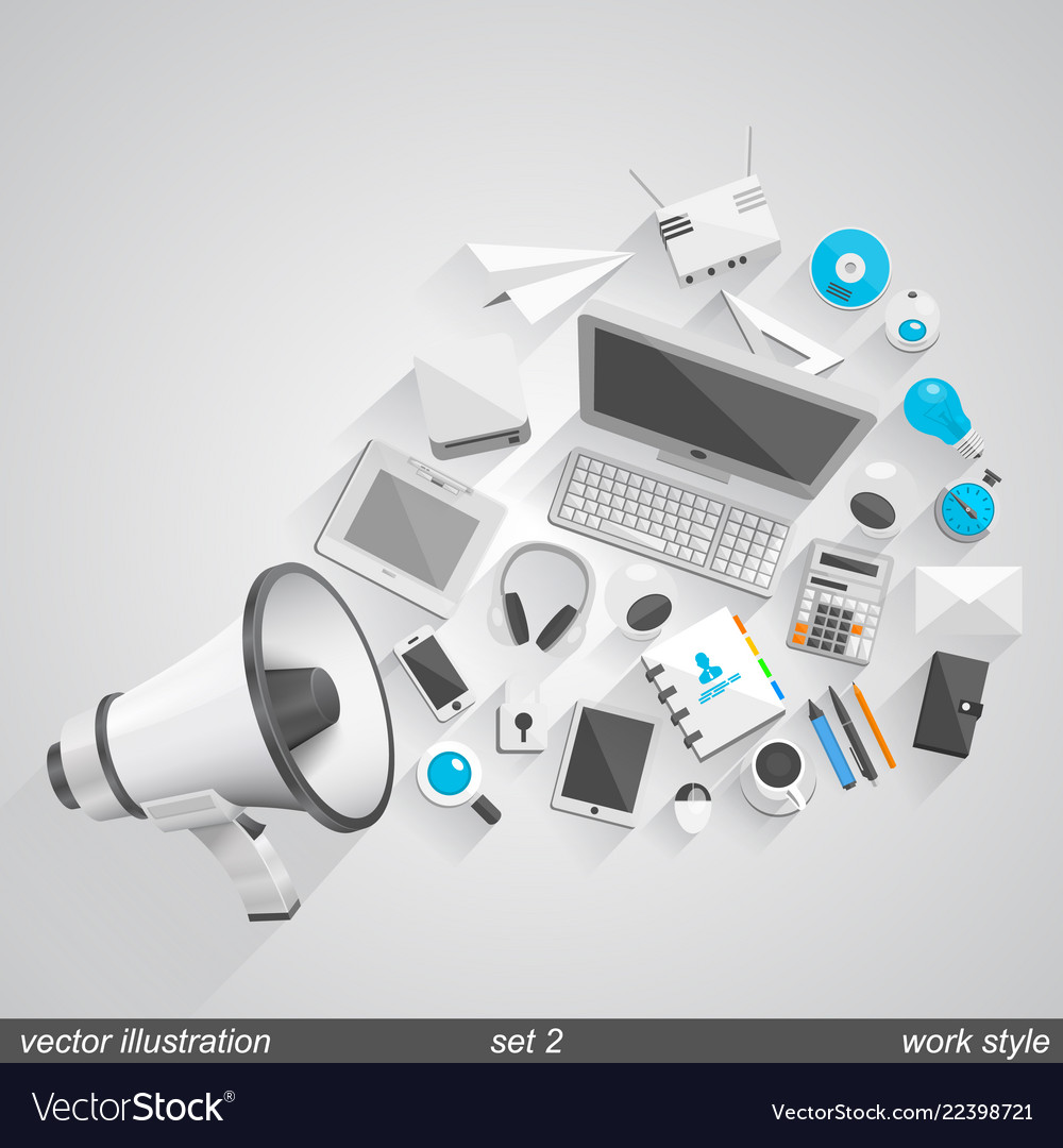 Megaphone work style set 2 Royalty Free Vector Image