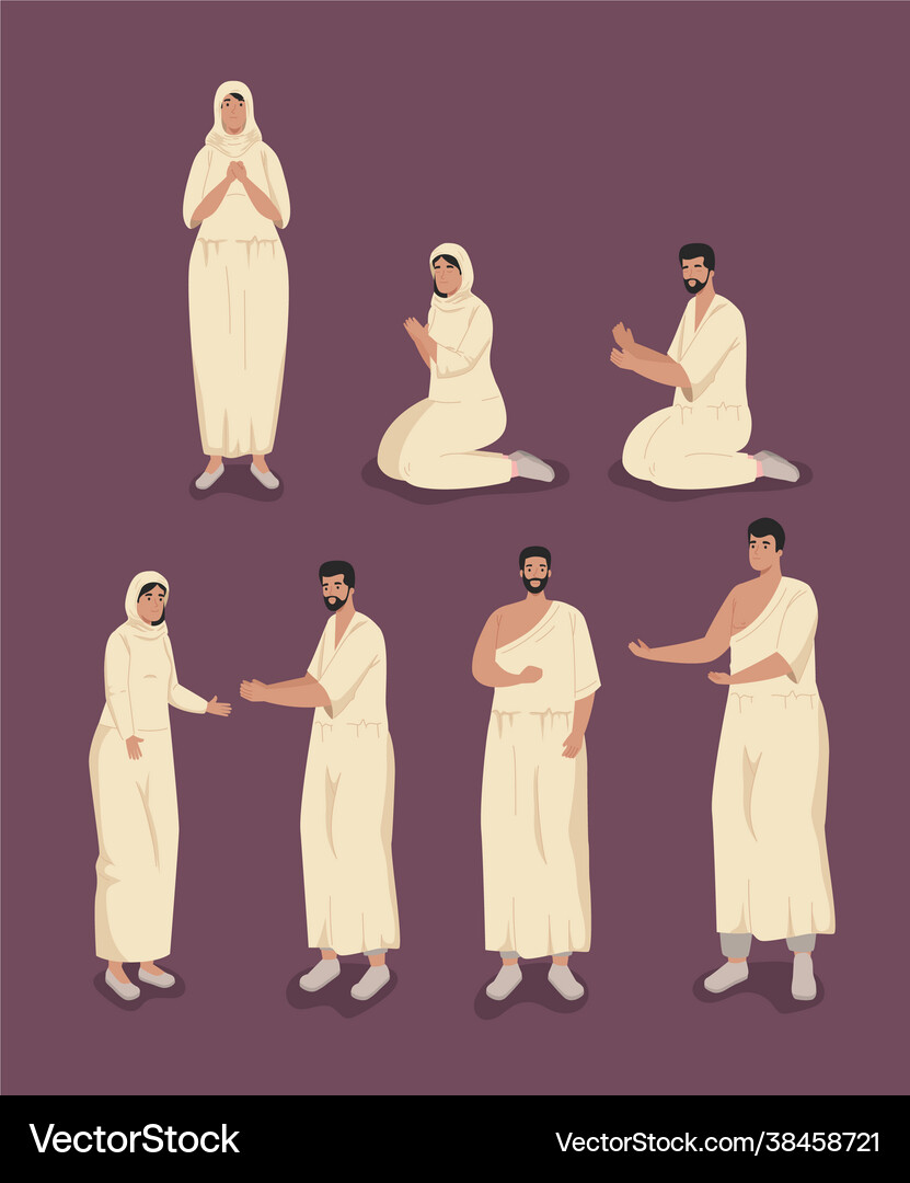 Muslim people collection with traditional cloth Vector Image