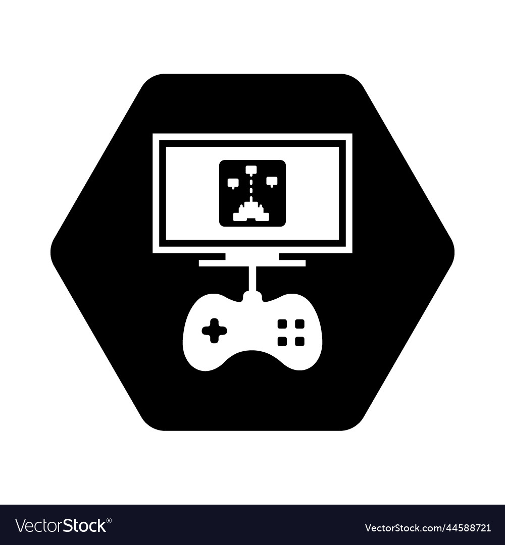 Playing game using monitor and joystick icon