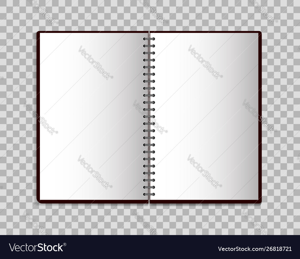 Realistic notebook in mockup style open blank vector image Realistic notebook in mockup style open blank