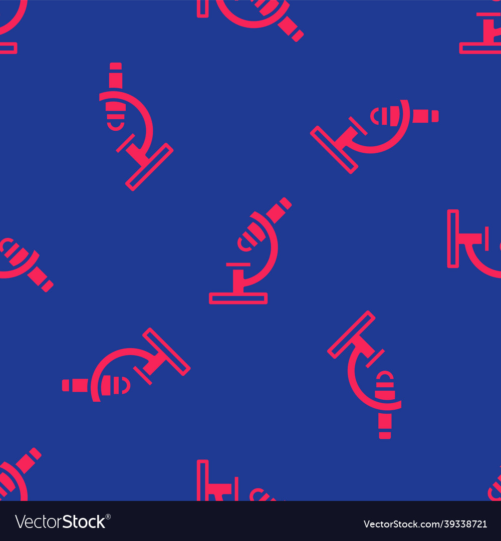 Red microscope icon isolated seamless pattern vector image Red microscope icon isolated seamless pattern