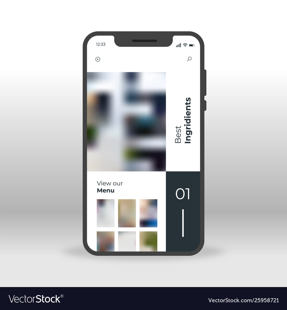 Restaurant menu ui ux gui screen for mobile apps