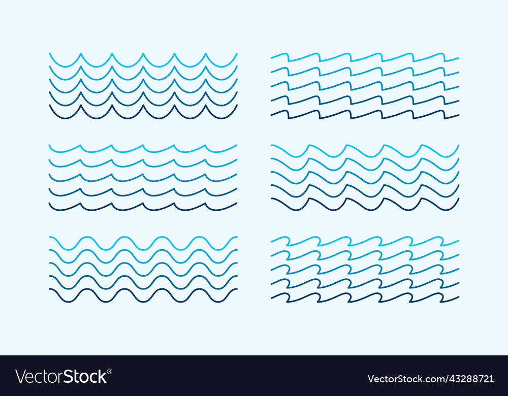 Sea waves patterns ocean set line style