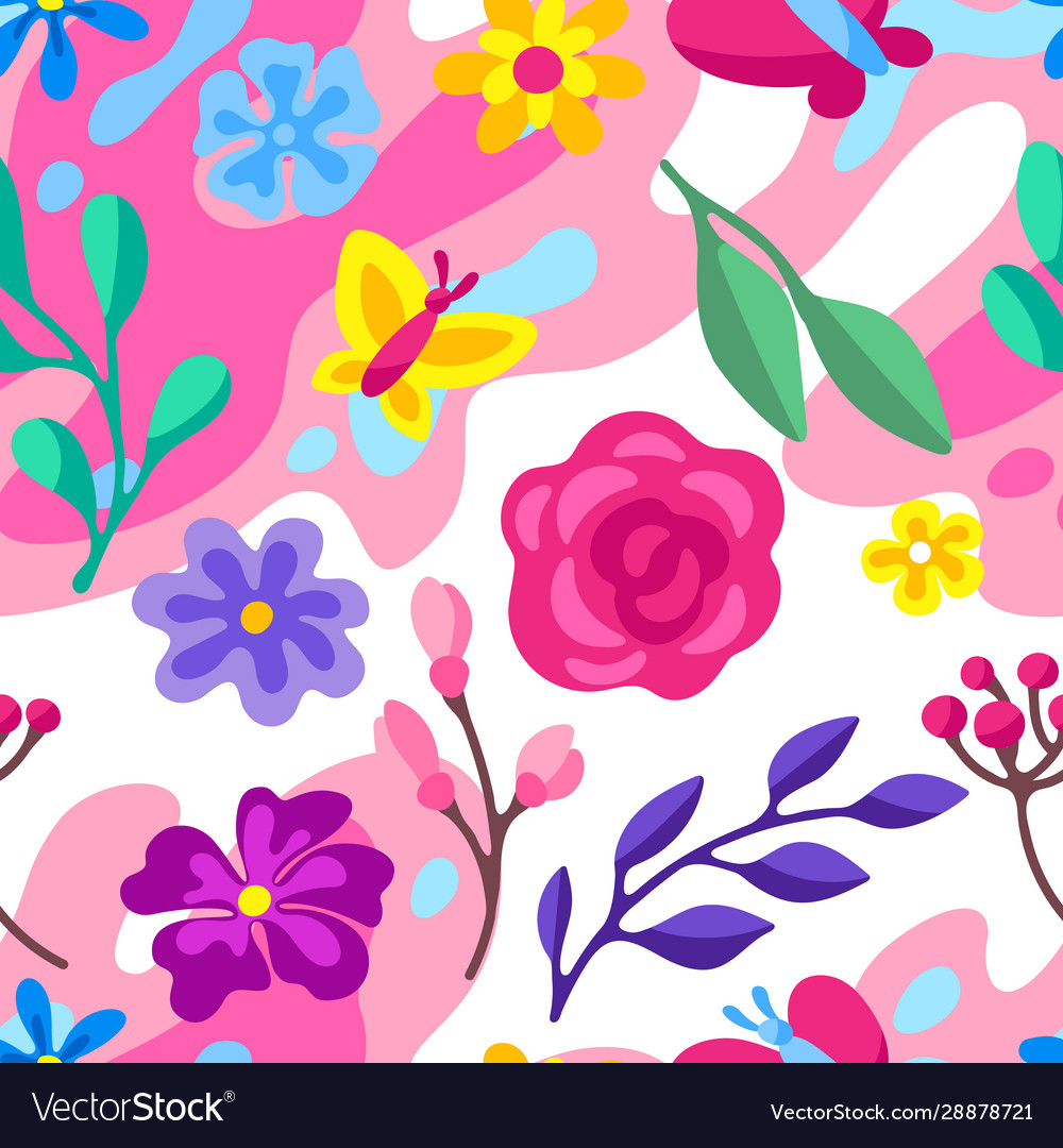 Seamless pattern with spring flowers beautiful