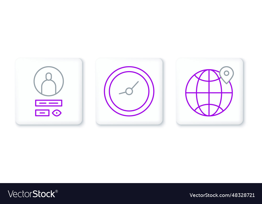Set line location on the globe create account vector image Set line location on the globe create account