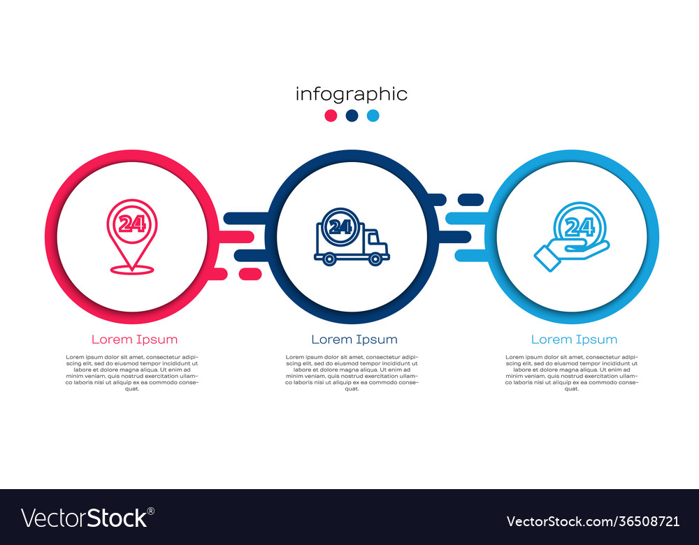 Set line round clock delivery fast car vector image Set line round clock delivery fast car