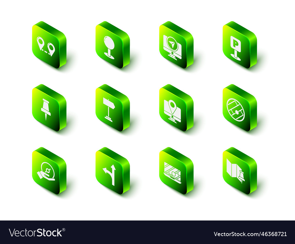 Set push pin monitor with location marker Vector Image Set push pin monitor with location marker