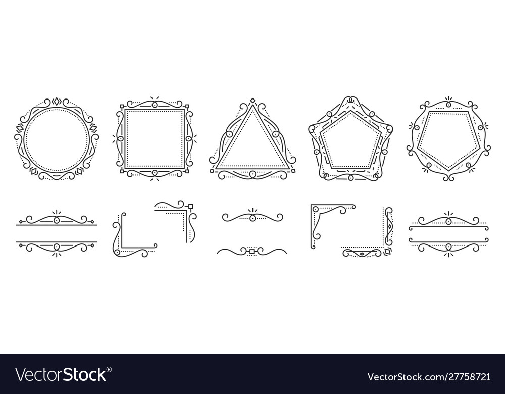 Text frame monogram devider corner art set