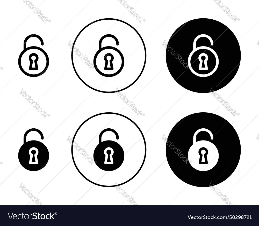 Entsperren Icon-Set padlock logo Symbol in schwarz