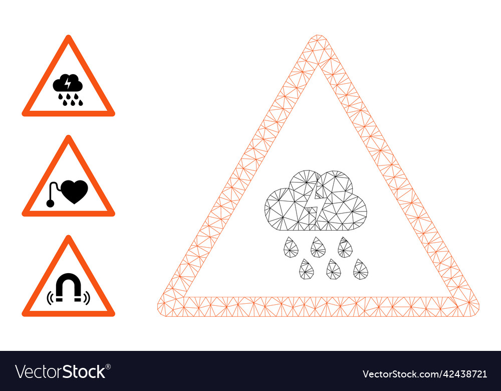 Web network thunderstorm warning icon vector image Web network thunderstorm warning icon