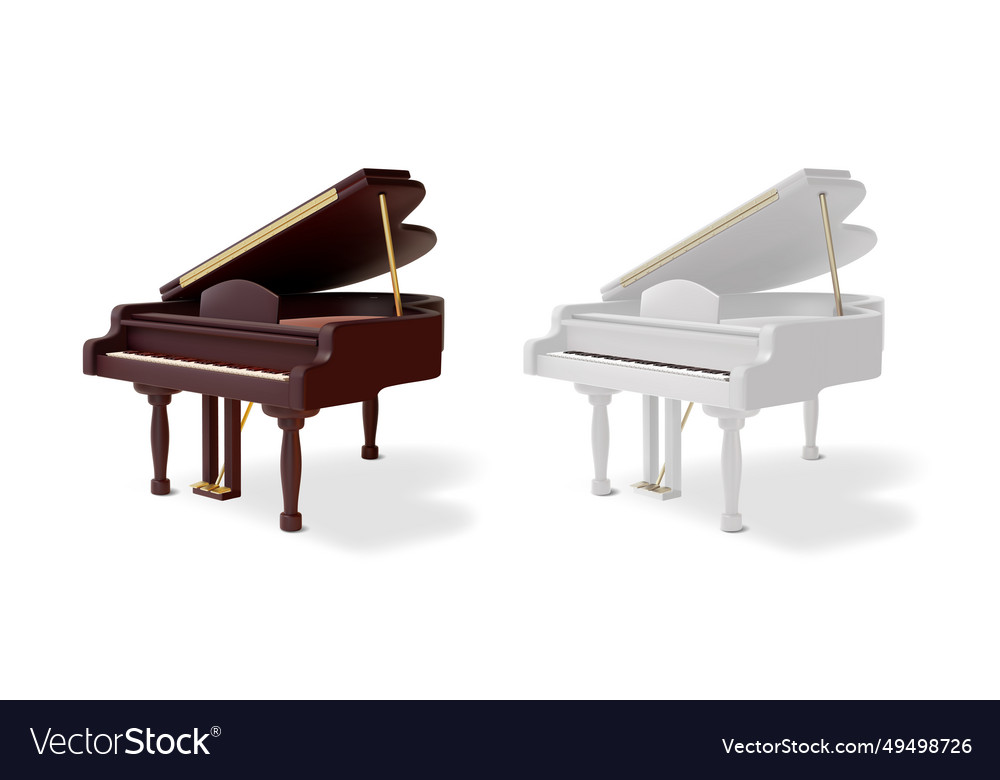 3d different classic grand piano set cartoon style