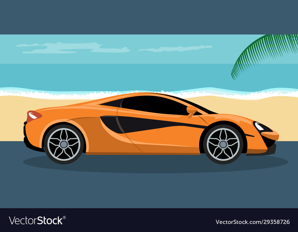 Hintergrund ein Luxus-Sportwagen am Strand vector image Hintergrund ein Luxus-Sportwagen am Strand