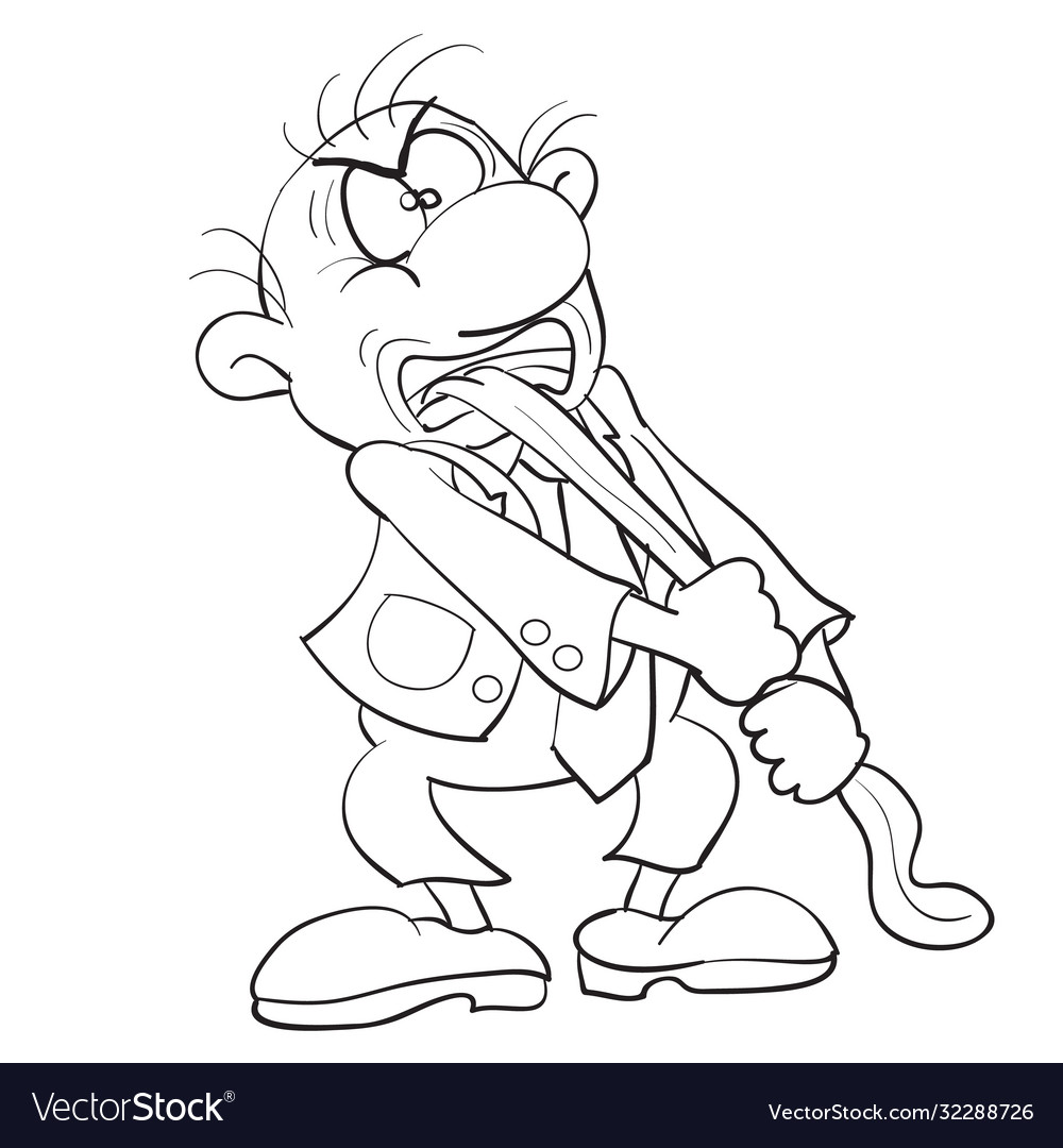 Caricature a man who pulls himself his long vector image Caricature a man who pulls himself his long