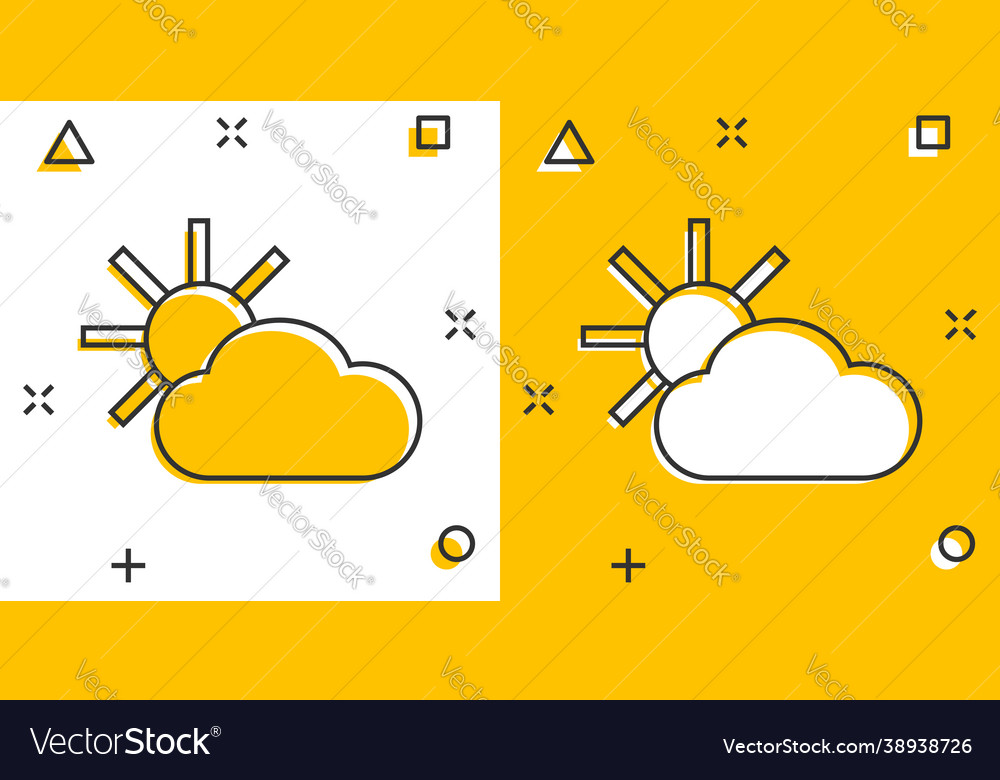 Cartoon weather forecast icon in comic style sun