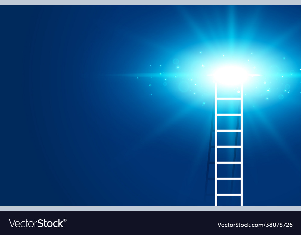 Climbing ladder with glowing light background Vector Image