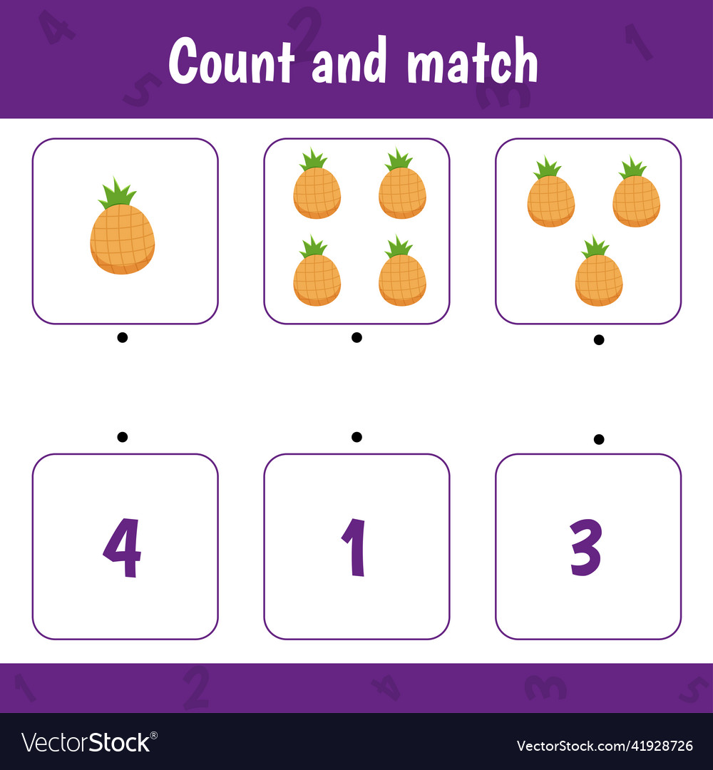 Count and match math activity game for kids Vector Image