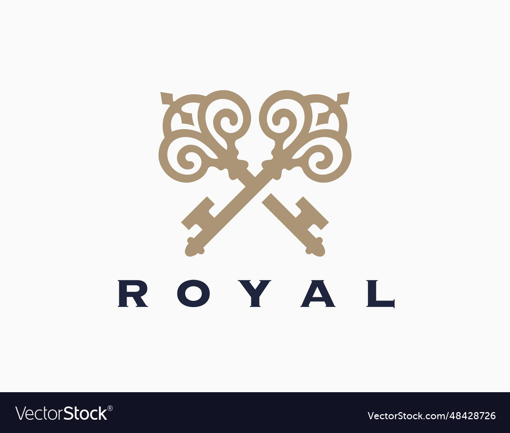 Crossed vintage keys logo mark icon Royalty Free Vector