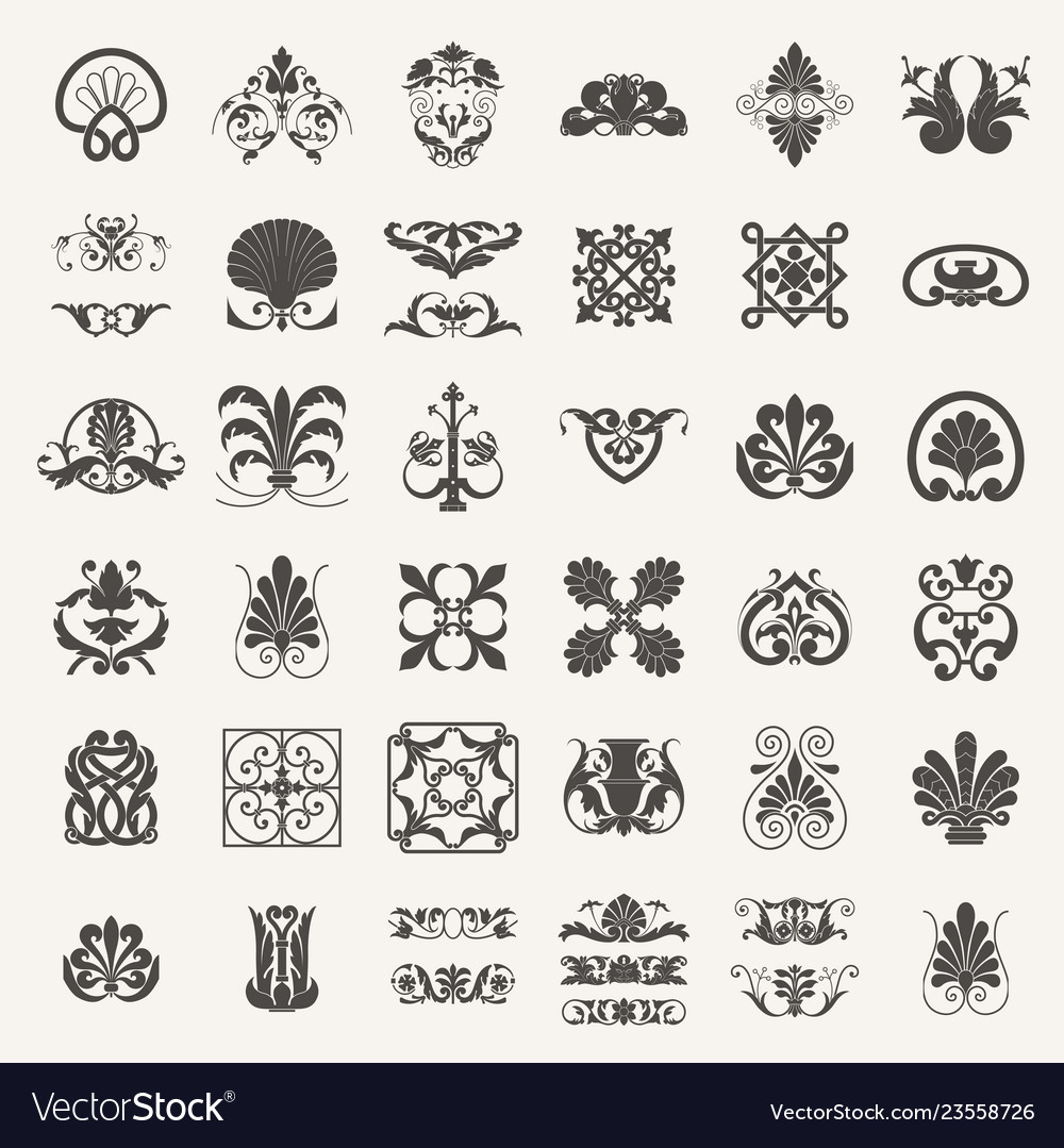 Decorative elements set Royalty Free Vector Image