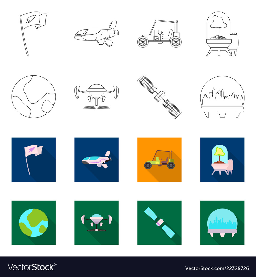 Design of mars and space icon set vector image Design of mars and space icon set