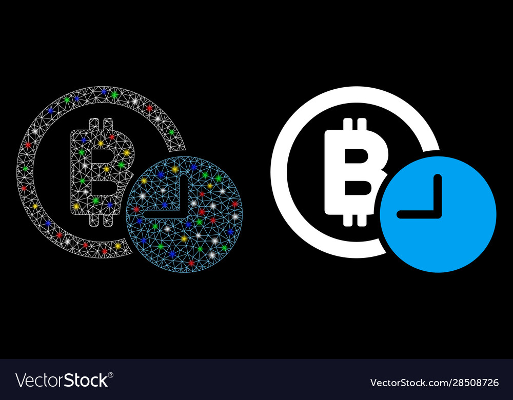 Flare mesh 2d bitcoin credit clock icon with Vector Image Flare mesh 2d bitcoin credit clock icon with
