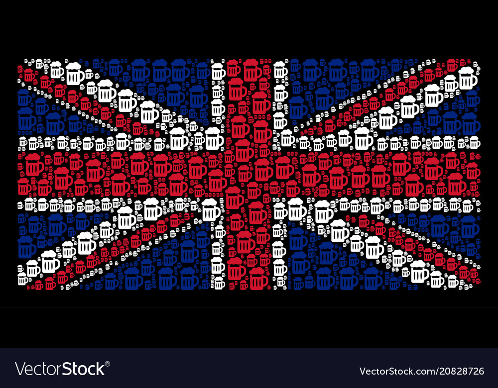 Great Britain Flag Mosaic Of Beer Glass Icons Vector Image