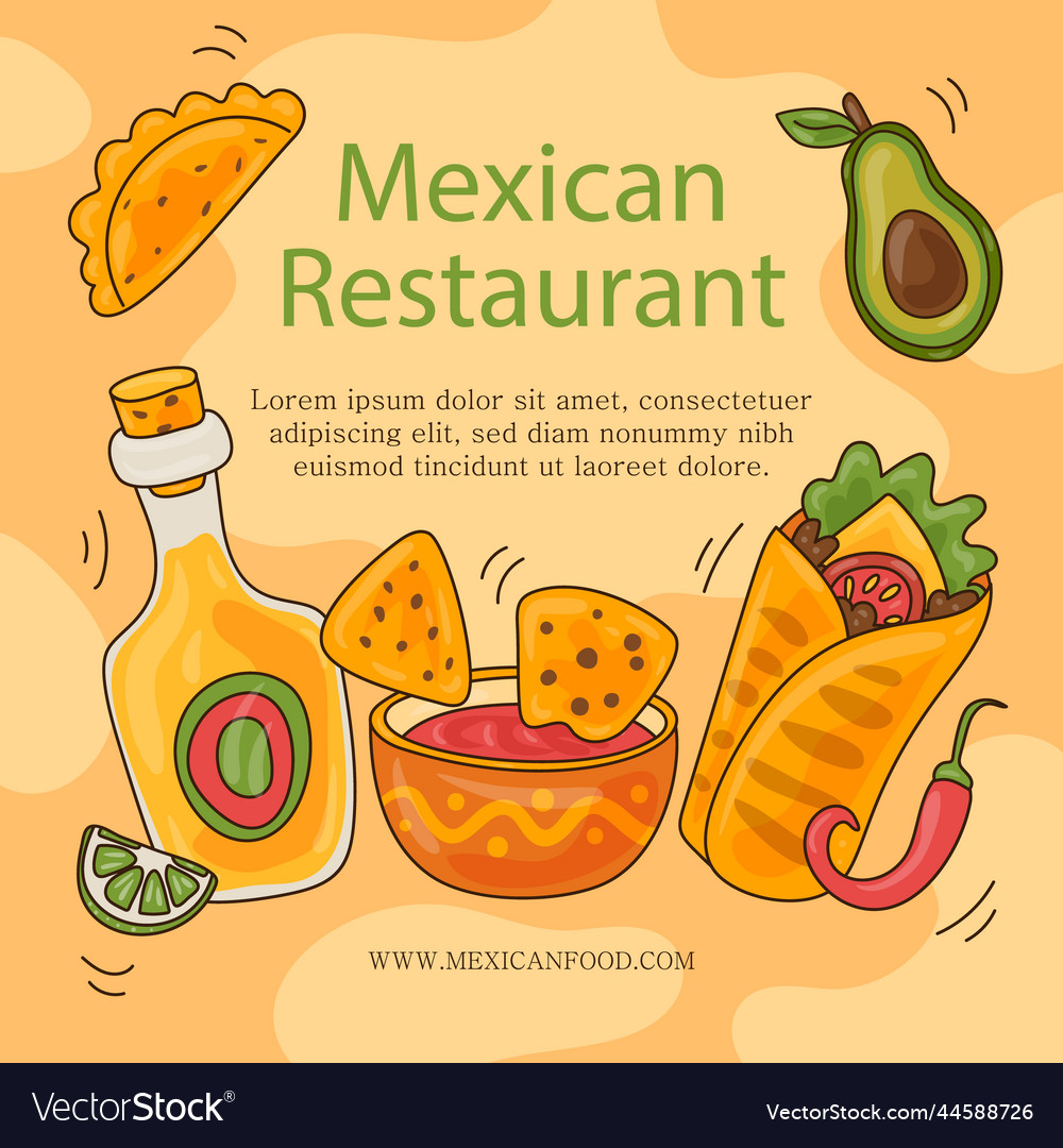 Hand drawn mexican restaurant post