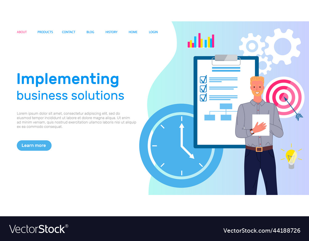 Man analyses digital report with data statistical vector image Man analyses digital report with data statistical