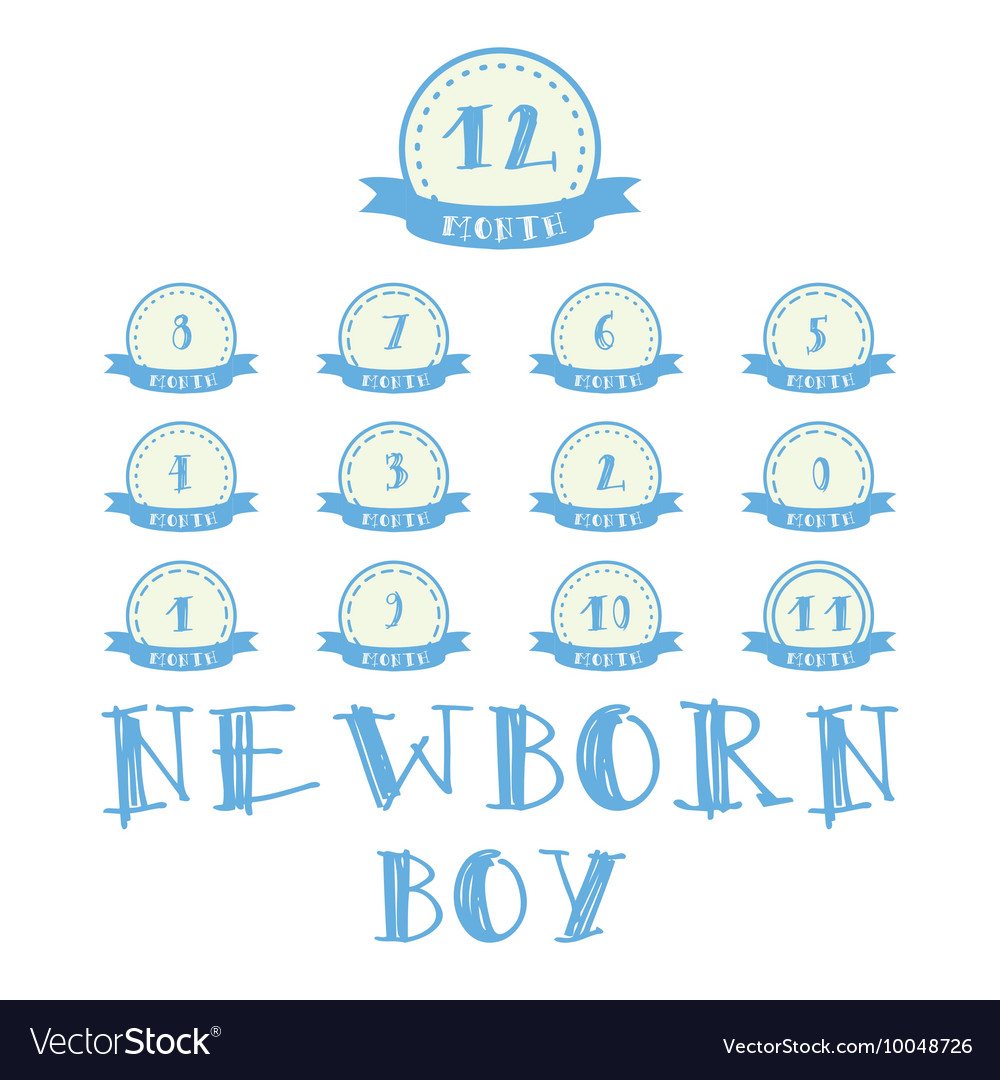 Monthly stickers with ribbon for photo boy labels