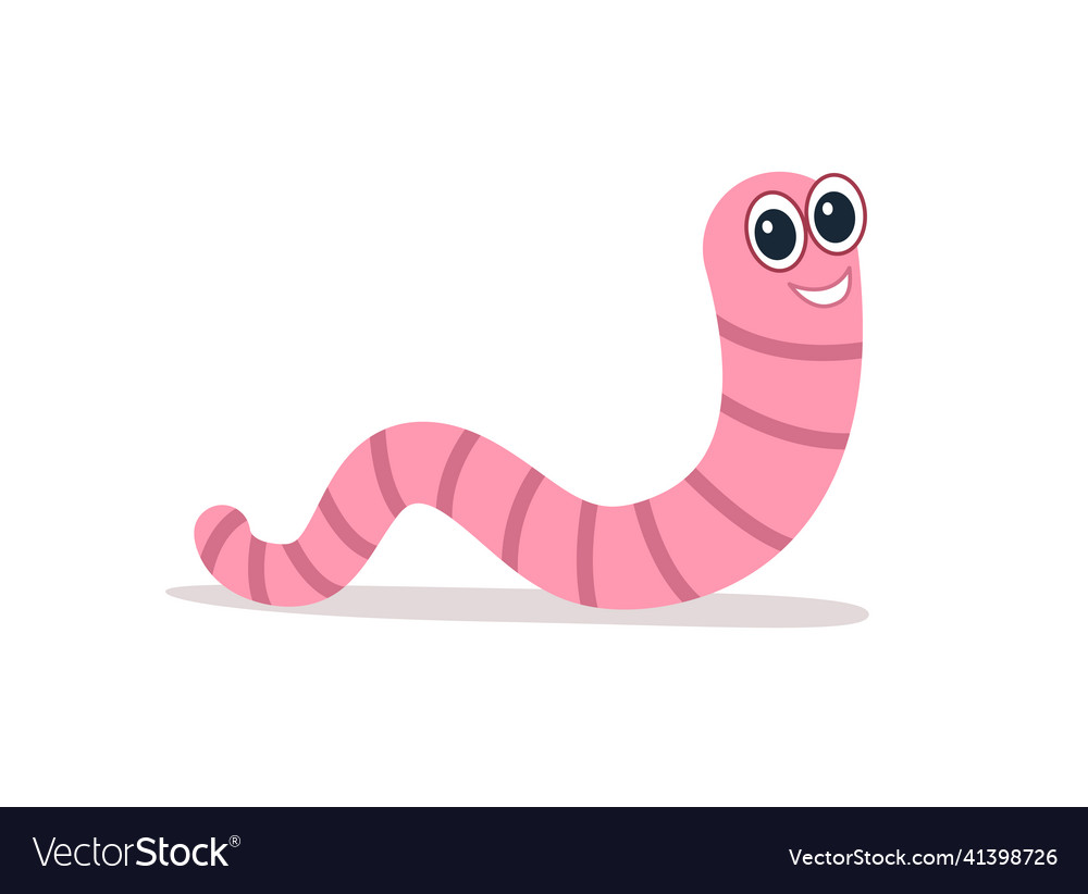 Pink smile worm in flat style earthworm Royalty Free Vector