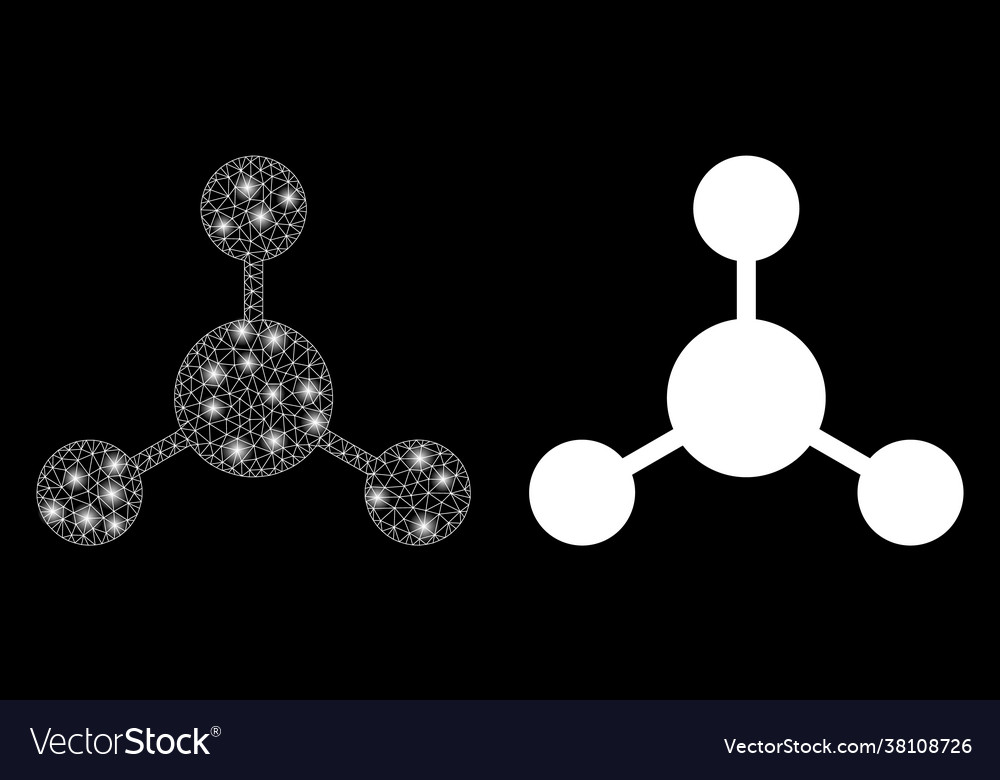 Polygonal 2d mesh node links with light spots vector image Polygonal 2d mesh node links with light spots