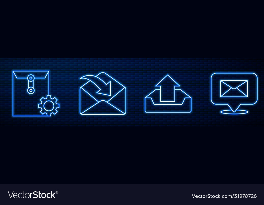 Set line upload inbox envelope setting vector image Set line upload inbox envelope setting
